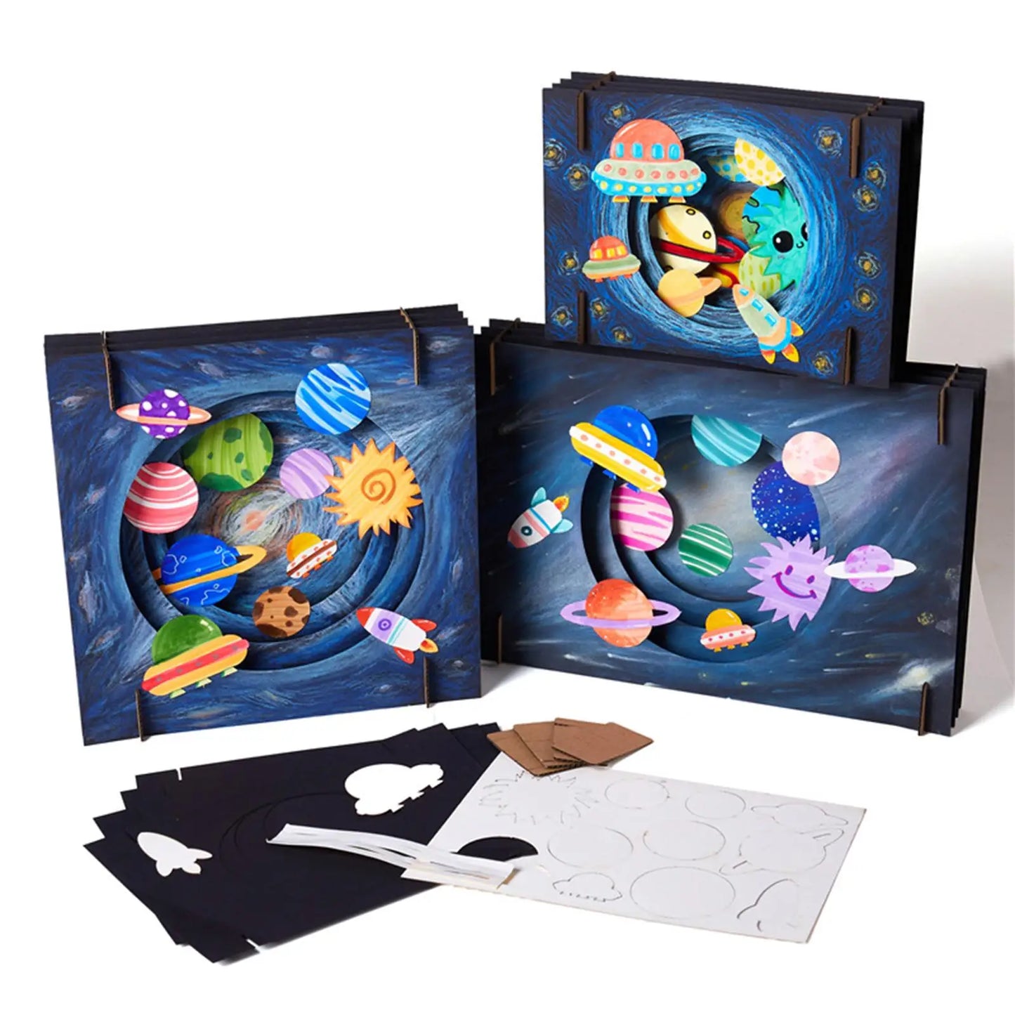 3D Coloring Handmade Craft Kits for Kids, Space and Sea Theme Assemble Art Painting Accessories-Interactive Educational Toys