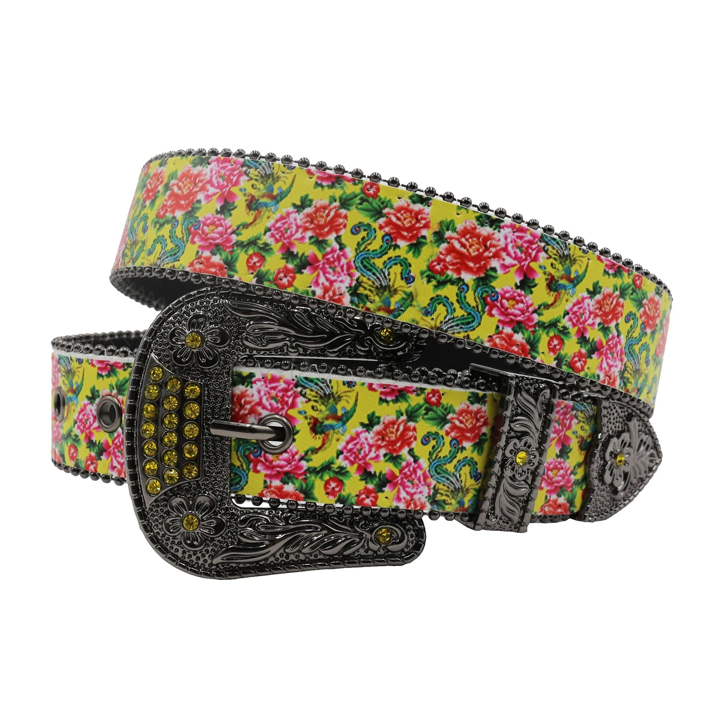 Printing  Rhinestone Western Belt Fashion Luxury Studded Belts for Men Strap Diamond White Belts Cowgirl Cowboy For Jeans