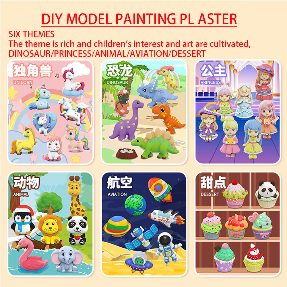 Children Graffiti Gypsum DIY Toys Creativity Scrawl Paint Set Drawing Cute Animals Cartoon for Kids Boys Girls Christmas Gifts