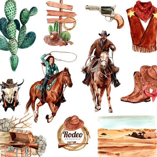 23Pcs/Pack Retro West Cowboy Vintage Sticker DIY Craft Scrapbooking Album Junk Journal Decorative Stickers