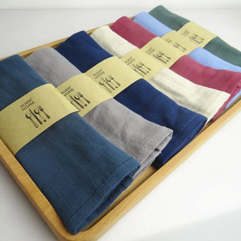 Reusable Cotton Linen Cloth Napkins 40x30cm Kitchen Dining Table Cleaning Towel Tea Napkin Hotel Restaurant Serving Table Cloth