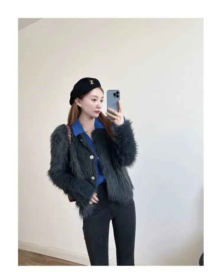 Autumn Warm Women Crop Cardigan Korean Knitted Elegant Female Casual Sweaters Fashion Imitation Mink Cashmere Soft Ladies Coats