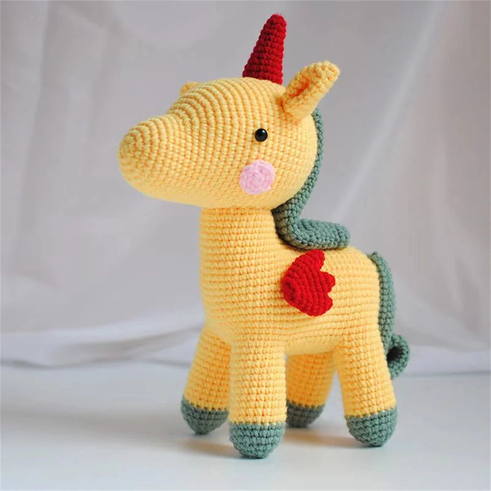 Unicorn Crochet Yarn Kit for Beginners DIY Animal Plush Doll Crochet with Yarn Hook and Accessories Hand Knitting Starter Kit Valentines Gift