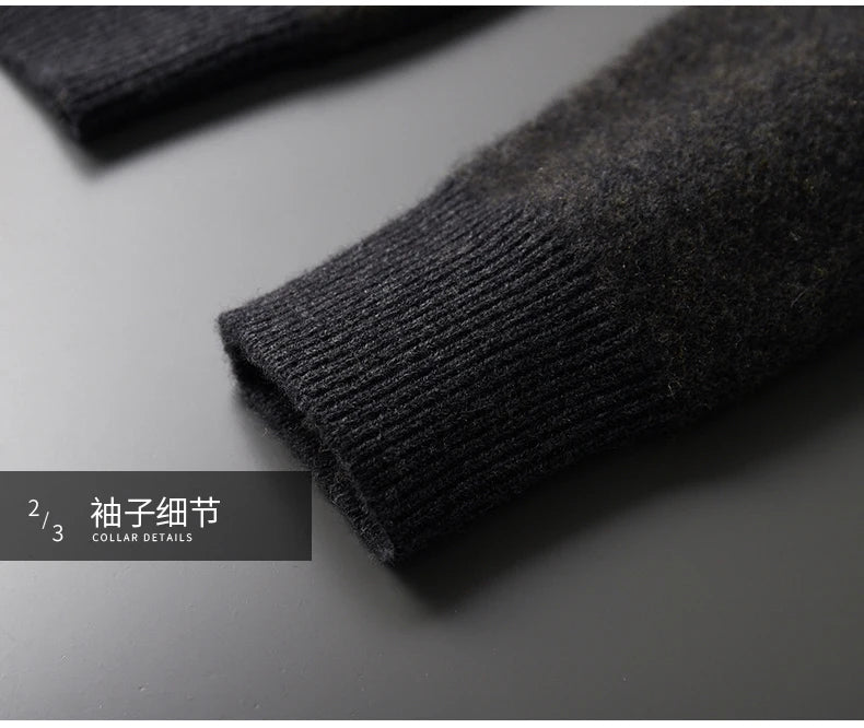 Autumn and Winter New 100% Merino Wool Men's Cashmere Sweater Round Neck Pullover  Knitted Casual Fashion Retro Top