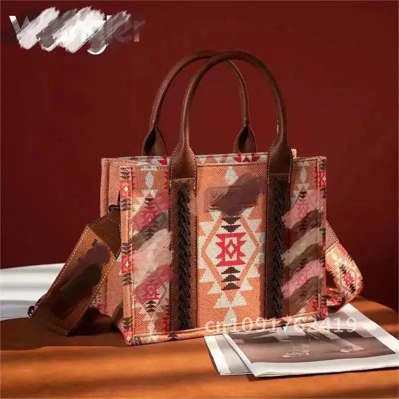 Women Handbags Western Wallet Female Shoulder Bohemian Aztec Shoulder Bag Shopping Tote Bag Large Capacity Travel Bag