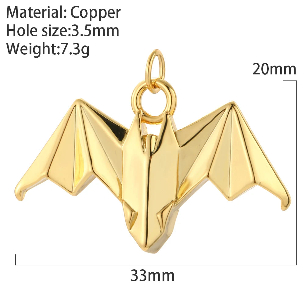 Origami Bird Lion Dog Dove Elephant Butterfly Charms for Jewelry Making Supplies Gold Color Dijes Diy Bracelet Earring Necklace