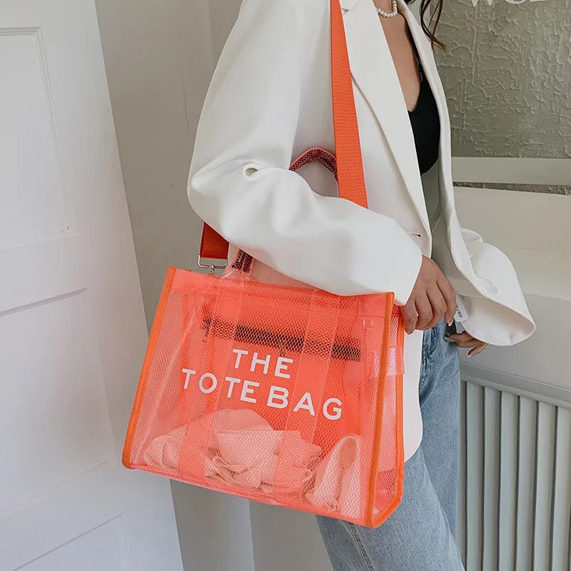 The Tote Bags For Women 2024 Summer New Luxury Designer Handbags Big Clear Beach Shopper Shopping Bag Large Totebag Square Purse