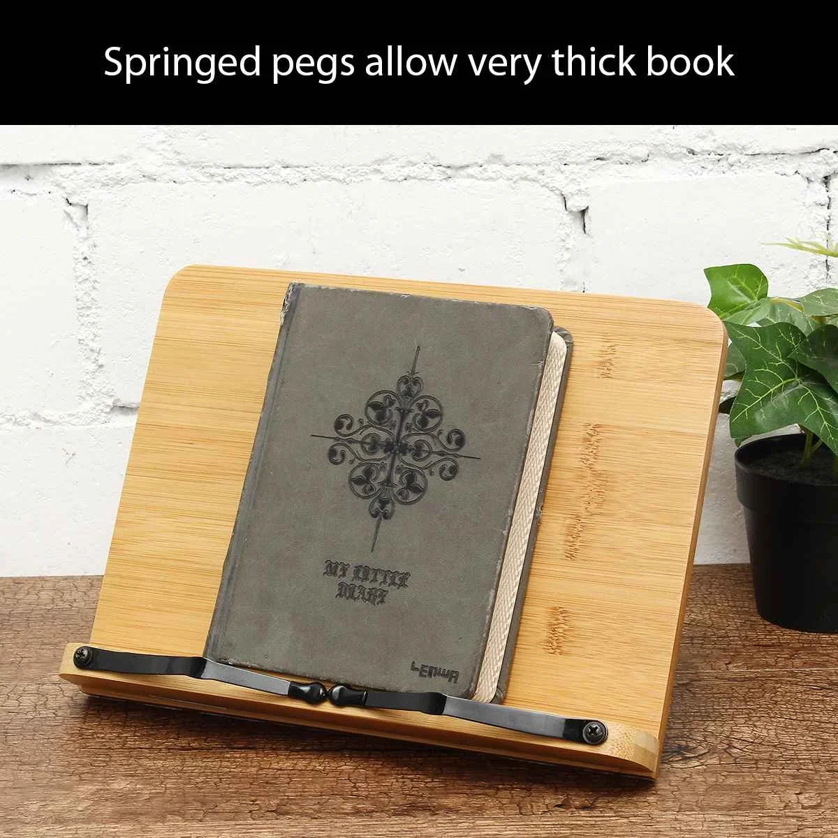 Portable Adjustable Book Holder Tray and Page Paper Clips-Cookbook Reading Desk Sturdy Stand for Books Lightweight Bookstand