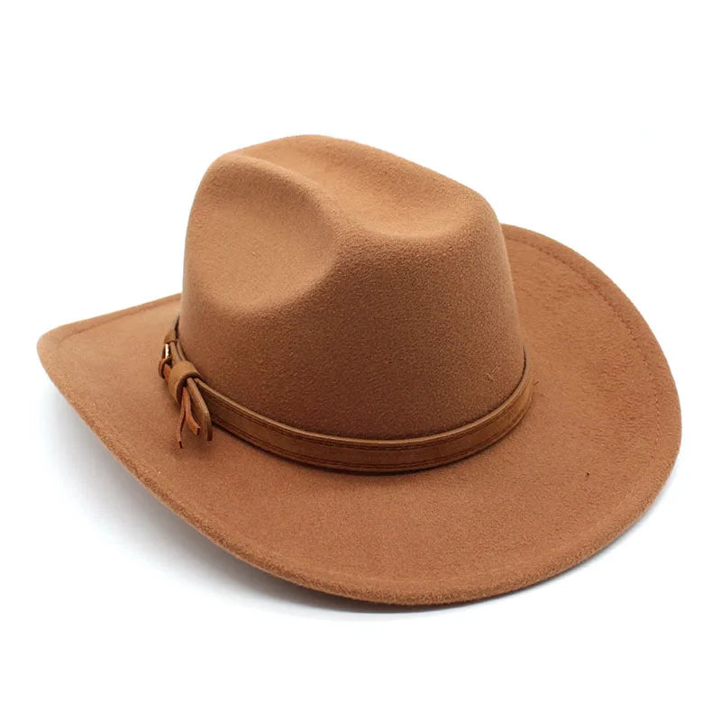 Winter Autumn Men's Western Women Cowboy Hat For Gentleman Lady Cowgirl Jazz Hat Wide Brim Felt Fedora Hat Sombrero Hombre