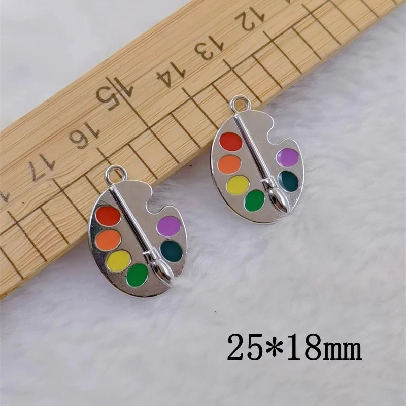 10pcs Enamel Charm Bright Artist Painting Palette Charm Pendant Suitable for Jewelry Making DIY Jewelry Handmade Craft Discovery