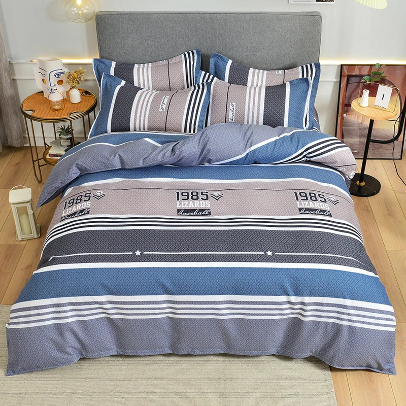 3 Pieces Luxury Striped Duvet Covers Soft Set Minimalist Modern Comforter Cover Thickened Breathable Bedding Sets for All Season