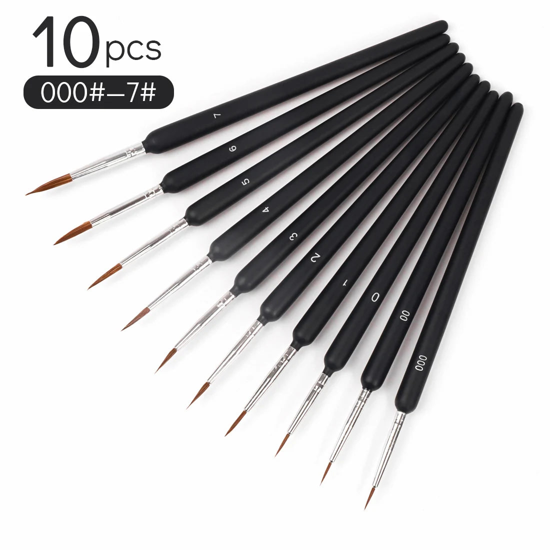 10Pc Professional Wolf Hair Hook Line Pen Miniature Paint Brushes Art Brushes Professional Nylon Brush