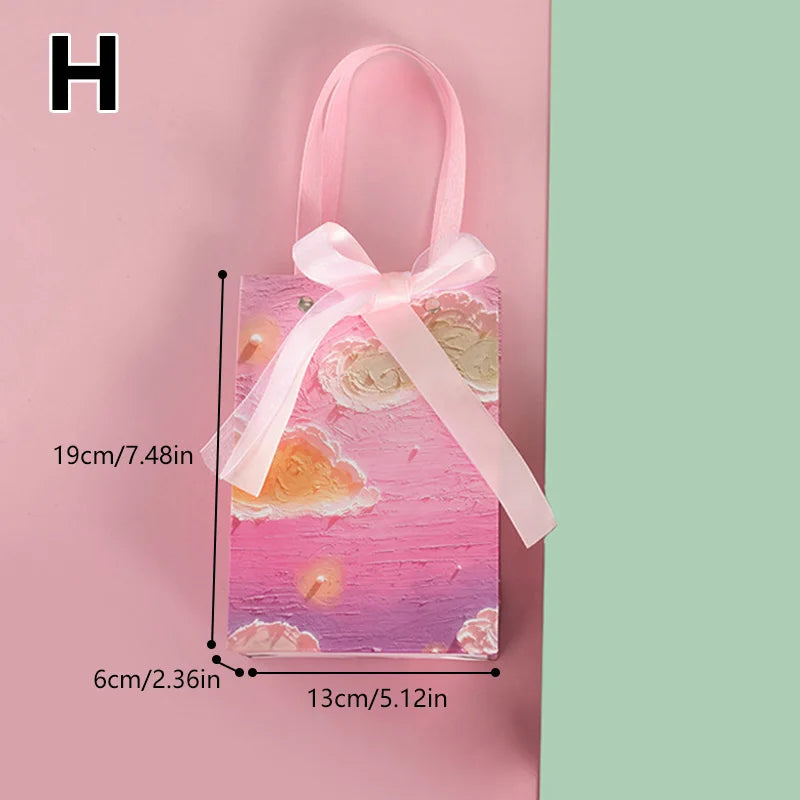 Flower Gift Packaging Bag 3D Cloud Oil Painting Paper Bag Valentine'S Day Birthday Wedding Party Favor Bag Clothes Store Handbag