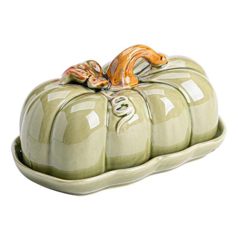 Cute and Novel Pumpkin with Lid Ceramic Dining Plate Snack Plate Kitchen Utensils Restaurant Utensils New Year's Festival Gifts