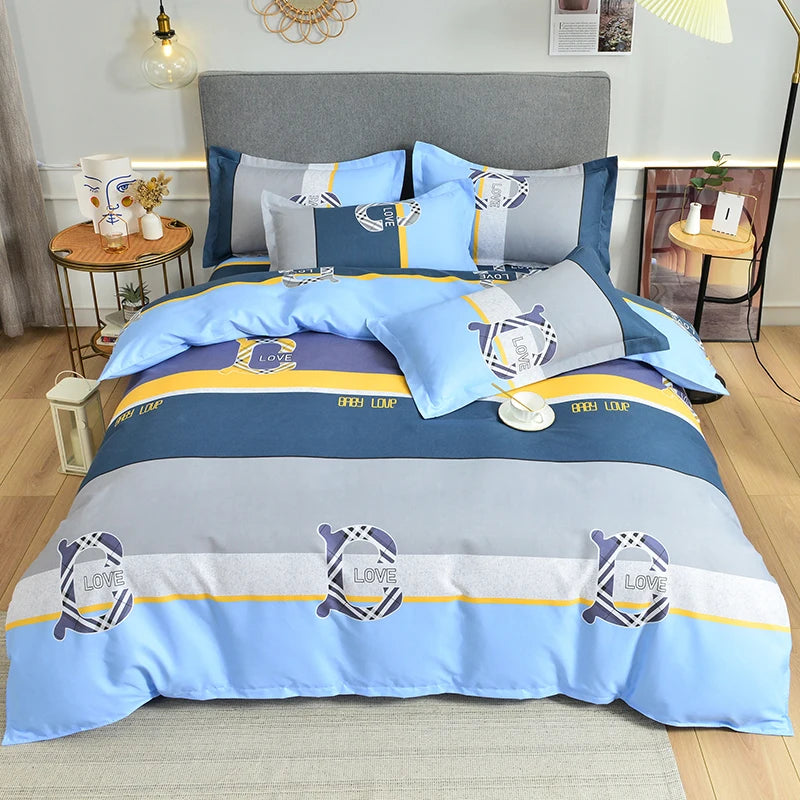 3 Pieces Luxury Striped Duvet Covers Soft Set Minimalist Modern Comforter Cover Thickened Breathable Bedding Sets for All Season