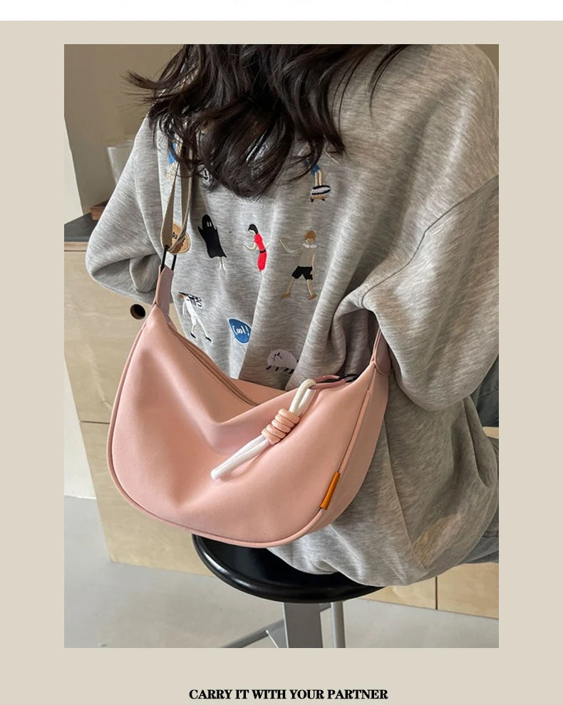 Nylon Hobos Crossbody Bags Solid Casual Zipper Women's Bags 2024 Fashion High Capacity Solid Color Single Shoulder Totes Bag