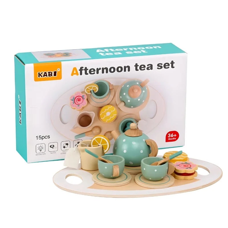 Kids Wooden Toy Ice Cream Counter Playset Tea Party Set Toy Montessori Pretend Play Kitchen Toy Role Play Game for Children Gift