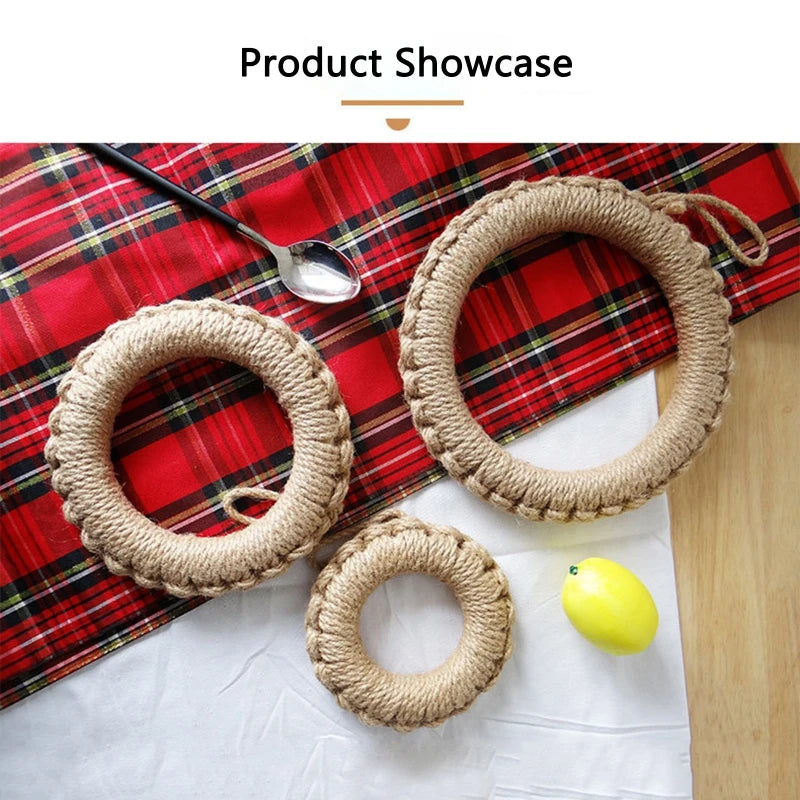 15/20/25cm Natural Round Placemat Hemp Rope Non-slip Home Kitchen Placemat Coaster Hand Woven Insulation Pad Dish Coffee Cup Mat