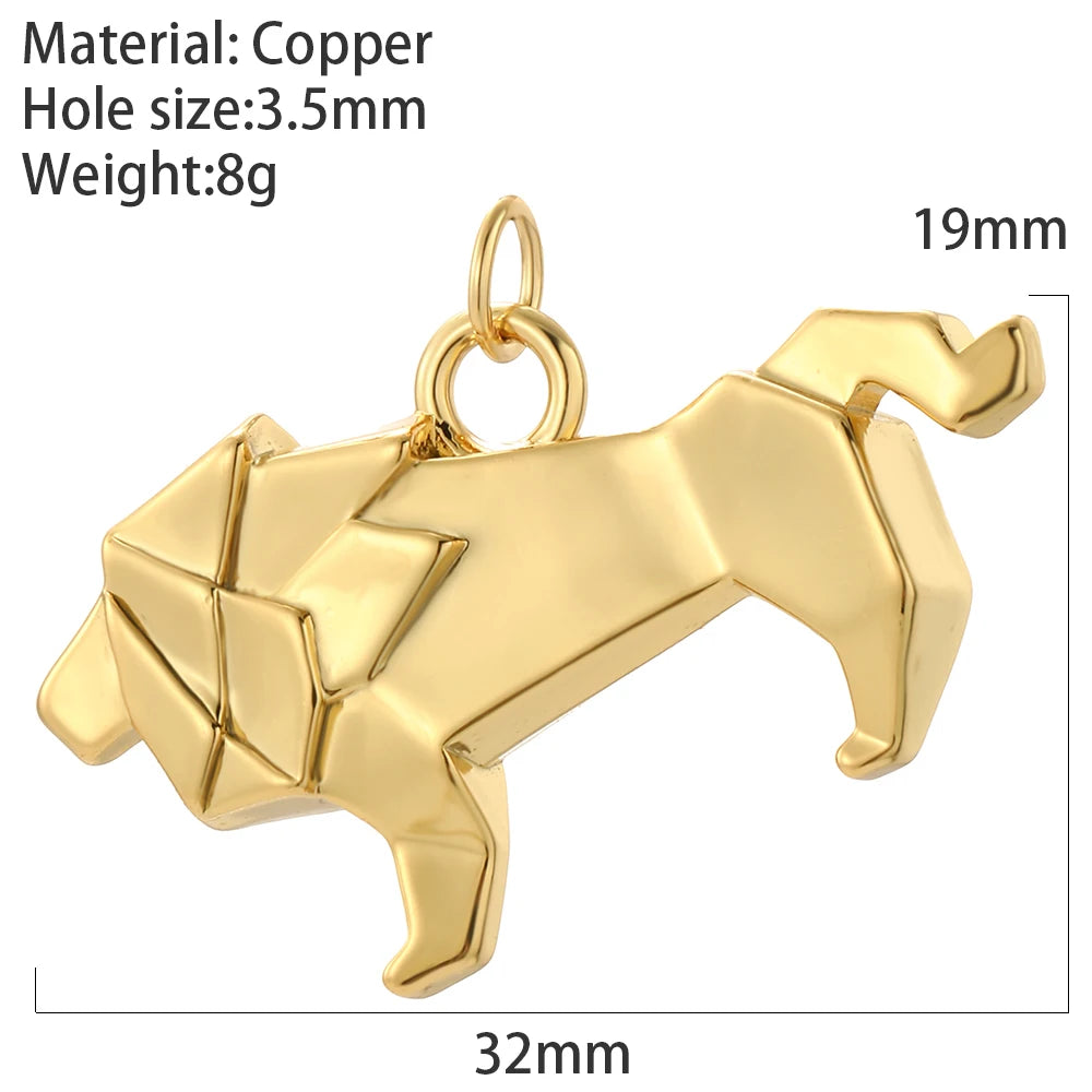 Origami Bird Lion Dog Dove Elephant Butterfly Charms for Jewelry Making Supplies Gold Color Dijes Diy Bracelet Earring Necklace