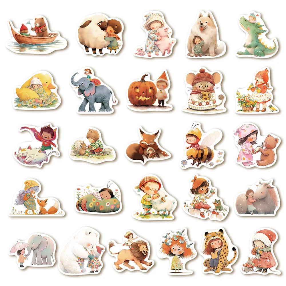 52pcs Fairy Tale Dreamland Animal Series Graffiti Stickers Suitable for Laptop Helmets Desktop Decorations DIY Stickers Toys