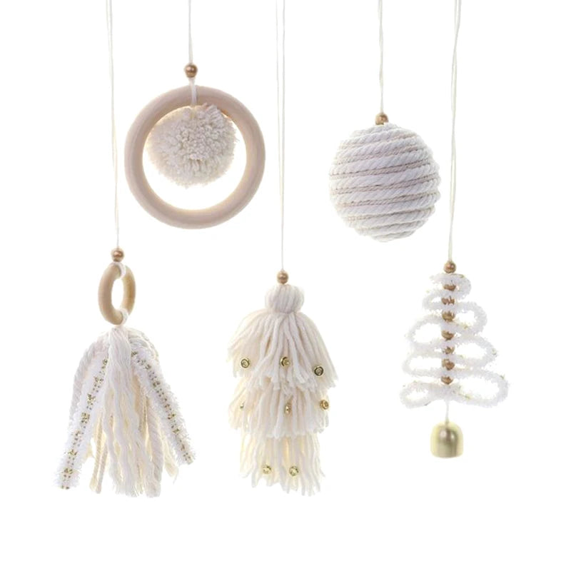 Creative Hand Woven Christmas Hanging Decorations Bohemian Macrame Ball Pendants Xmas Tree Drop Ornaments Home Party Supplies