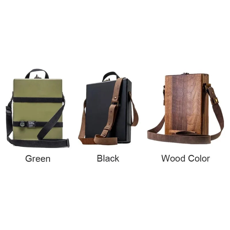 Multifunction Outdoor Crossbody Gift Brush Storage Postman Briefcase Retro Portable Artist Tool Pencil Writer Messenger Wood Box