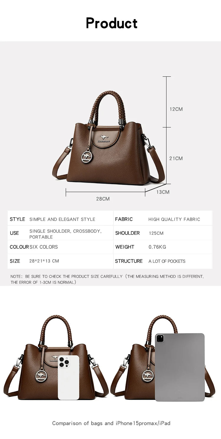 VANDERWAH 3 Layer Design Women's Handbags Luxury Designer Shoulder Crossbody Bags High Quality PU Leather Ladies Casual Tote Bag