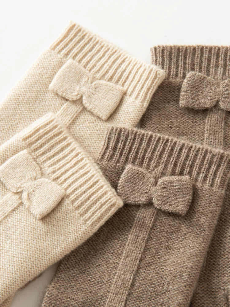 100% Real Cashmere Knitted Gloves Touchscreen Finger Women Autumn Winter Thick Cable Warm Wrist Length Classic Female Mitten