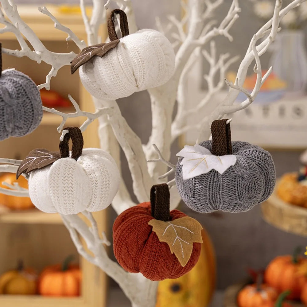 Faux Fall Decorative Crochet Pumpkins for Rustic Farmhouse Thanksgiving Harvest Halloween Table Centerpiece Mantel Kitchen Decor