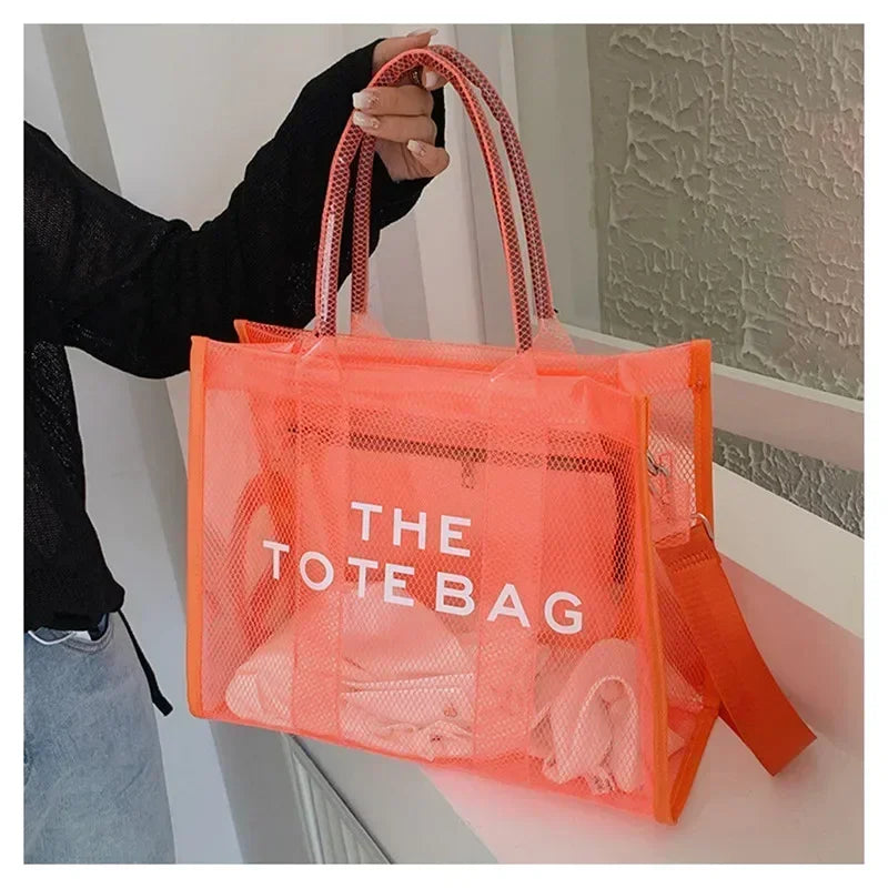 Summer The Tote Bags for Women Brand Designer Luxury Clear Beach Bag Ladies Pink Handbag Big Shopping Crossbody Totebag Hand Bag