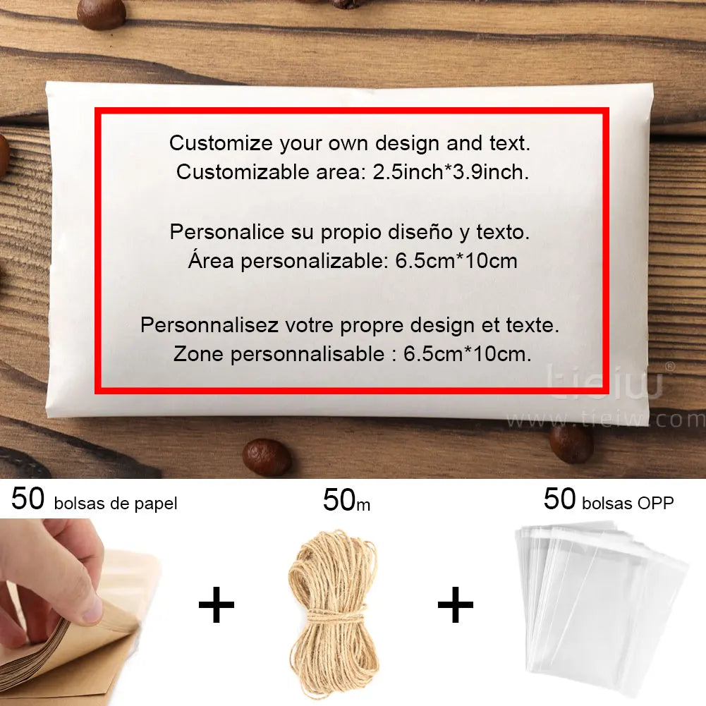 50PCS Bridal Shower Coffee Favor Bag Personalized Wedding Favor For Guest in Bulk Custom Kraft Paper Gift The Perfect Blend