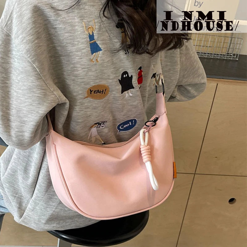 Nylon Hobos Crossbody Bags Solid Casual Zipper Women's Bags 2024 Fashion High Capacity Solid Color Single Shoulder Totes Bag