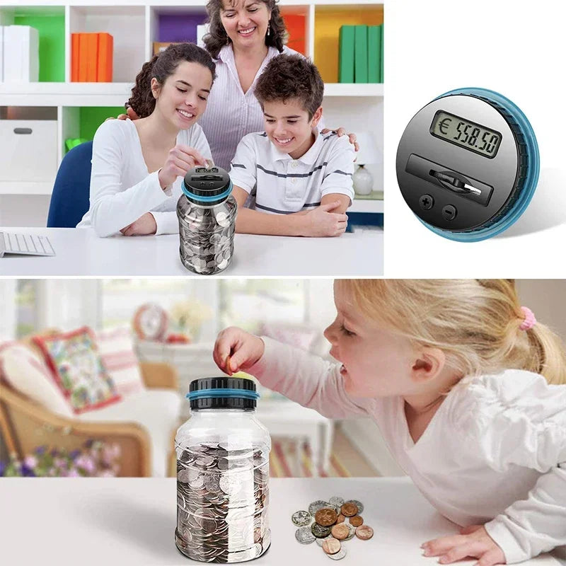 Large Capacity Electronic Piggy Bank Digital LCD Counting Coin Counter Bank Coin Money Saving Box for USD EURO Kids Adults Gifts