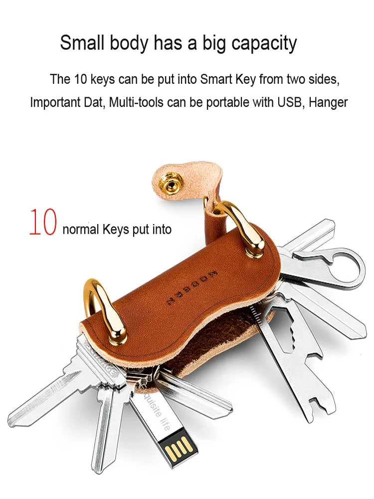 Brand New 100% Genuine Leather Smart Key Organizer Holder Key Chain Key Wallet Creative Travel Man Woman Gift