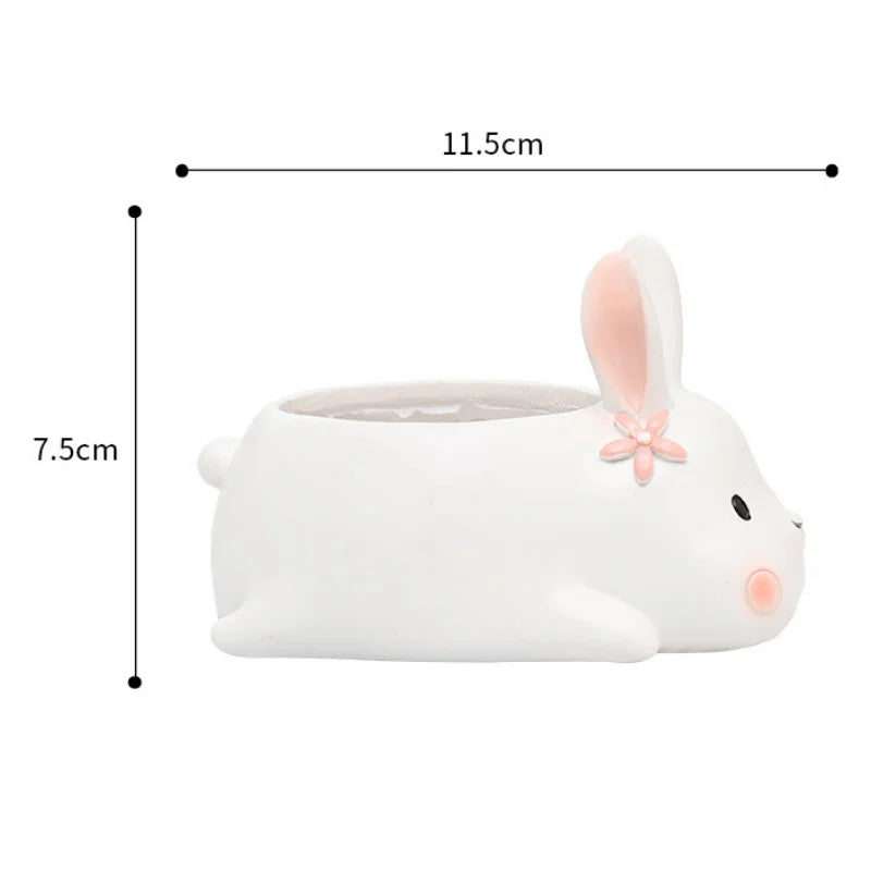 Cute Rabbit Shape Resin Flowerpot Decorative Animal Succulent Flower Pot Garden Planting Pot Desktop Ornaments Garden Planter