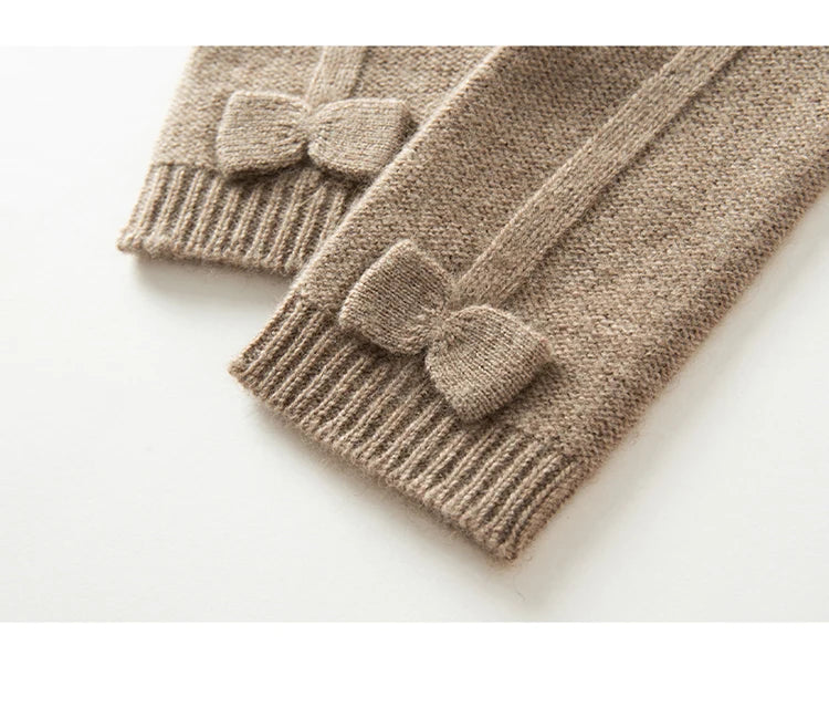 100% Real Cashmere Knitted Gloves Touchscreen Finger Women Autumn Winter Thick Cable Warm Wrist Length Classic Female Mitten