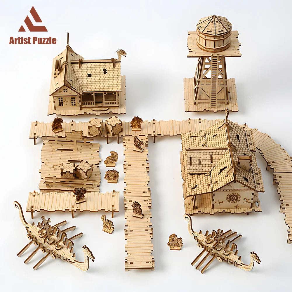 3D Model Puzzle Magic House Wooden Puzzle 3D For Adults party Games Building Block Toy Exquisite Birthday Gifts For Kids