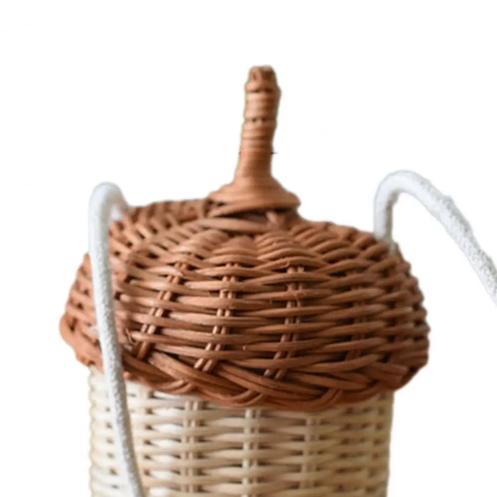 Straw Bag Mini Pine Cone Rattan Straw Handbags Diagonal Woven Bag Bamboo Cute Hanging Basket Pine Cone Backpack For Children