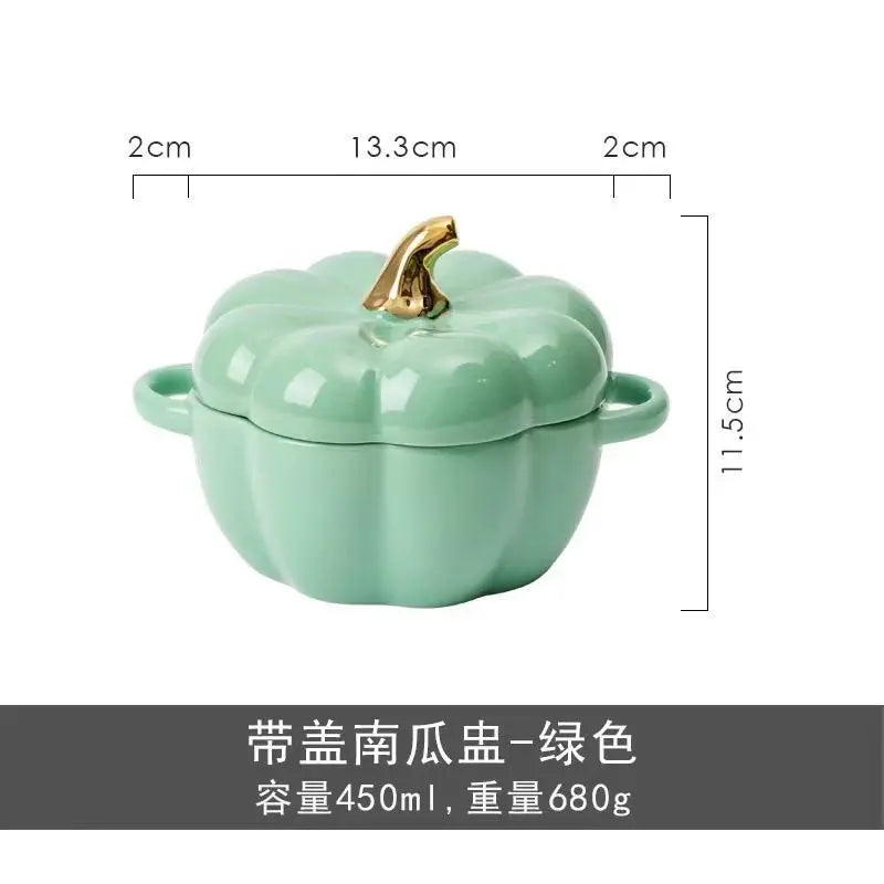 Creative Cartoon Pumpkin Shaped Ceramic Salad Bowl Kawaii Soup Bowl Kitchen Utensils Accessories Halloween Gift