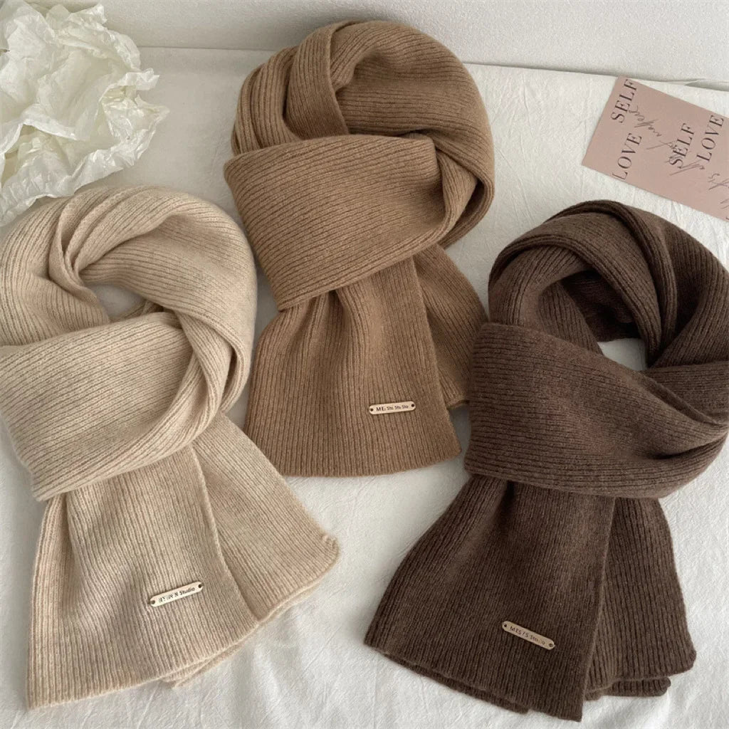 Women Cashmere Blend Scarf Women Winter Warm Thicken Luxury Solid Color Shawl Wraps Female Warm Thick Wool Neckerchief Blanket