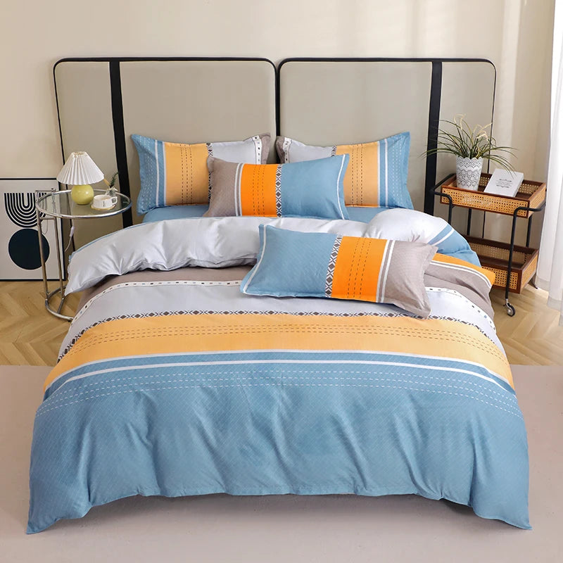 3 Pieces Luxury Striped Duvet Covers Soft Set Minimalist Modern Comforter Cover Thickened Breathable Bedding Sets for All Season