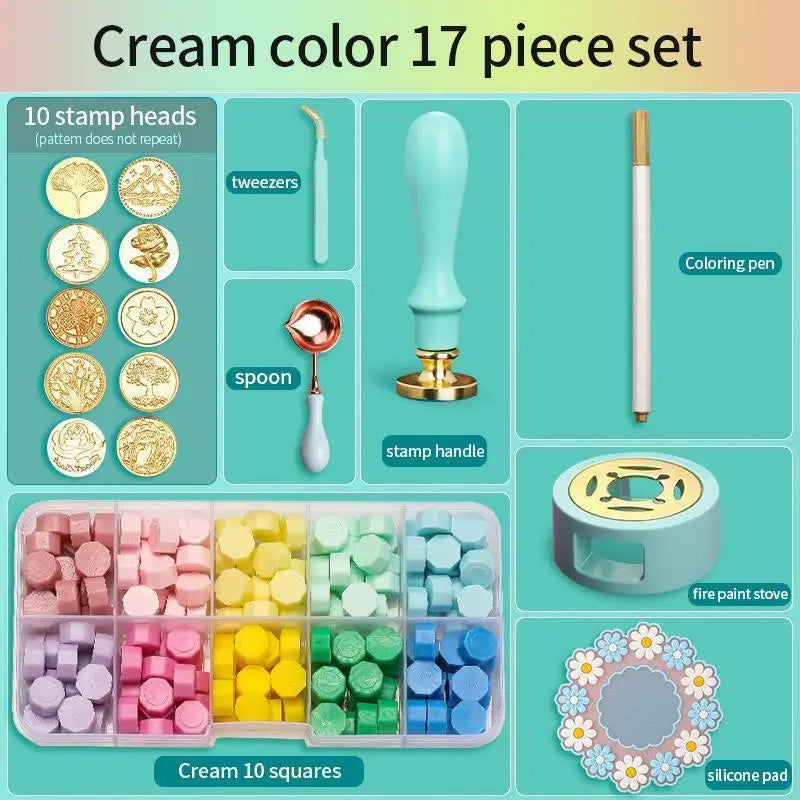 Wax Seal Stamp Set Lacquered Stamp Sealing Wax Kit DIY Craft Supplies Scrapbooking Wedding Invitation Decorative Sealing Wax Set