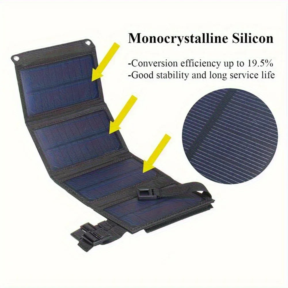 1PC Foldable Solar Panel, Portable Flexible  5V USB Foldable Solar Panel, Used for Small Batteries Outdoor Lighting Accessories