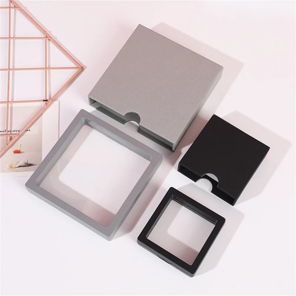 Colorful 3D Floating Frame Shadow Box Jewelry Display Boxes Bracelet Necklace Ring Pendant Holder Case Packaging Drawer Gift