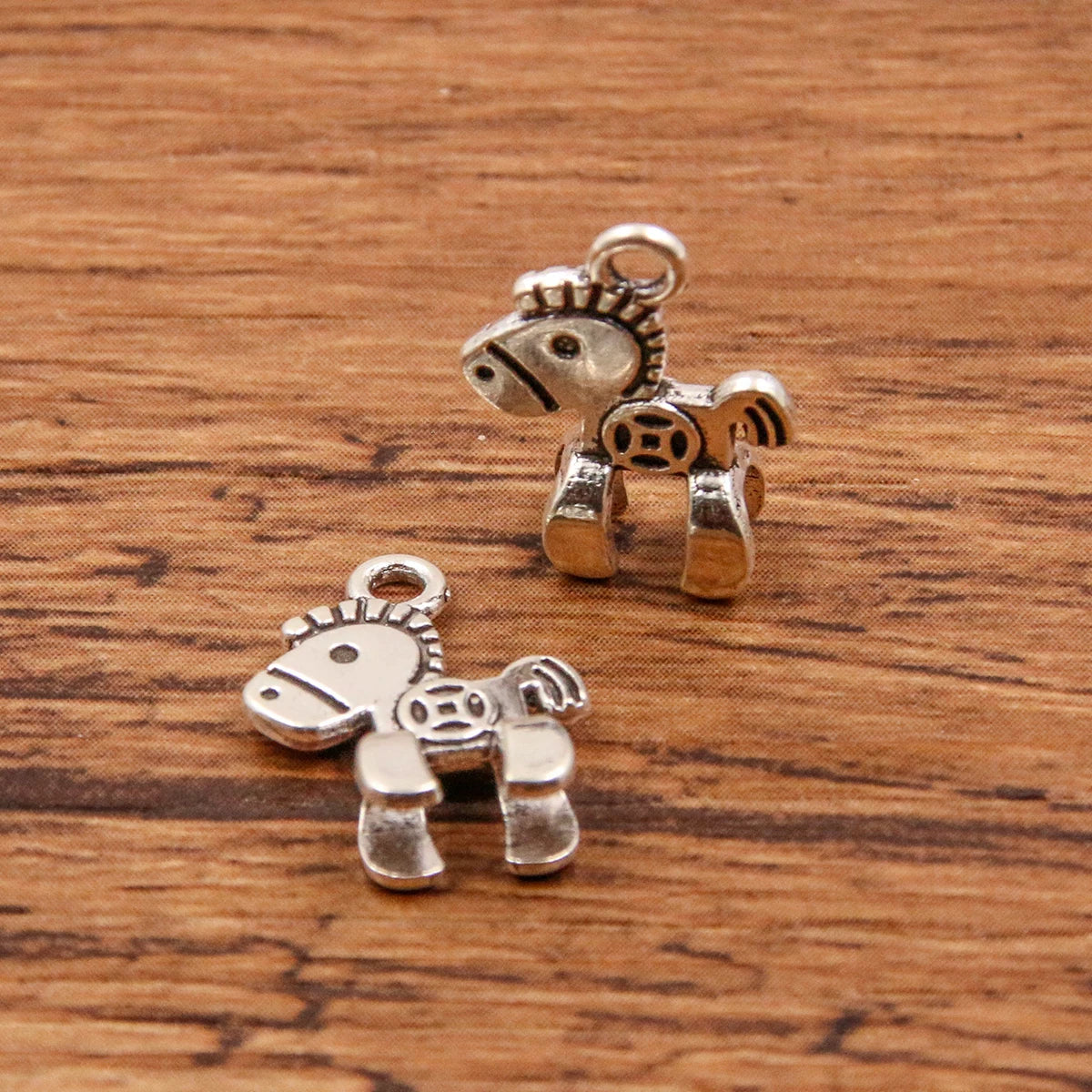 30PCS 3 Color 11X15mm New Product Alloy Double Sided 3D Pony Charms For Jewelry Making DIY Handmade Small Animal Pendant