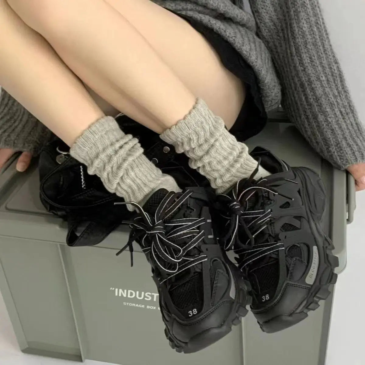 3 Pairs Fashion Cool Lolita Woman Cute Warm Socks Set Female Lady Autumn Winter Knitted Long Black White Socks For Women