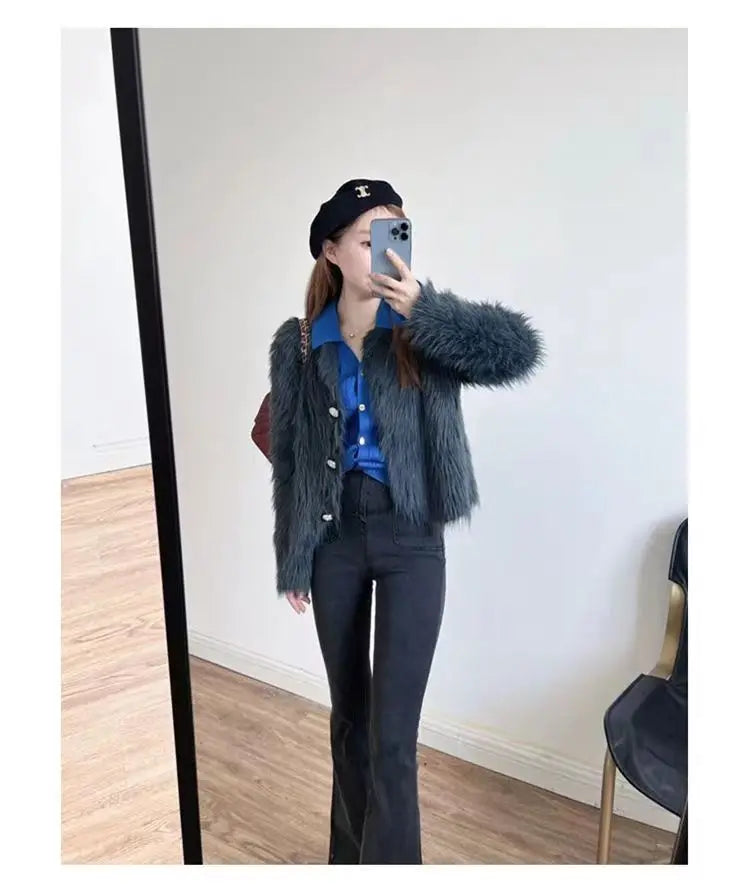 Autumn Warm Women Crop Cardigan Korean Knitted Elegant Female Casual Sweaters Fashion Imitation Mink Cashmere Soft Ladies Coats