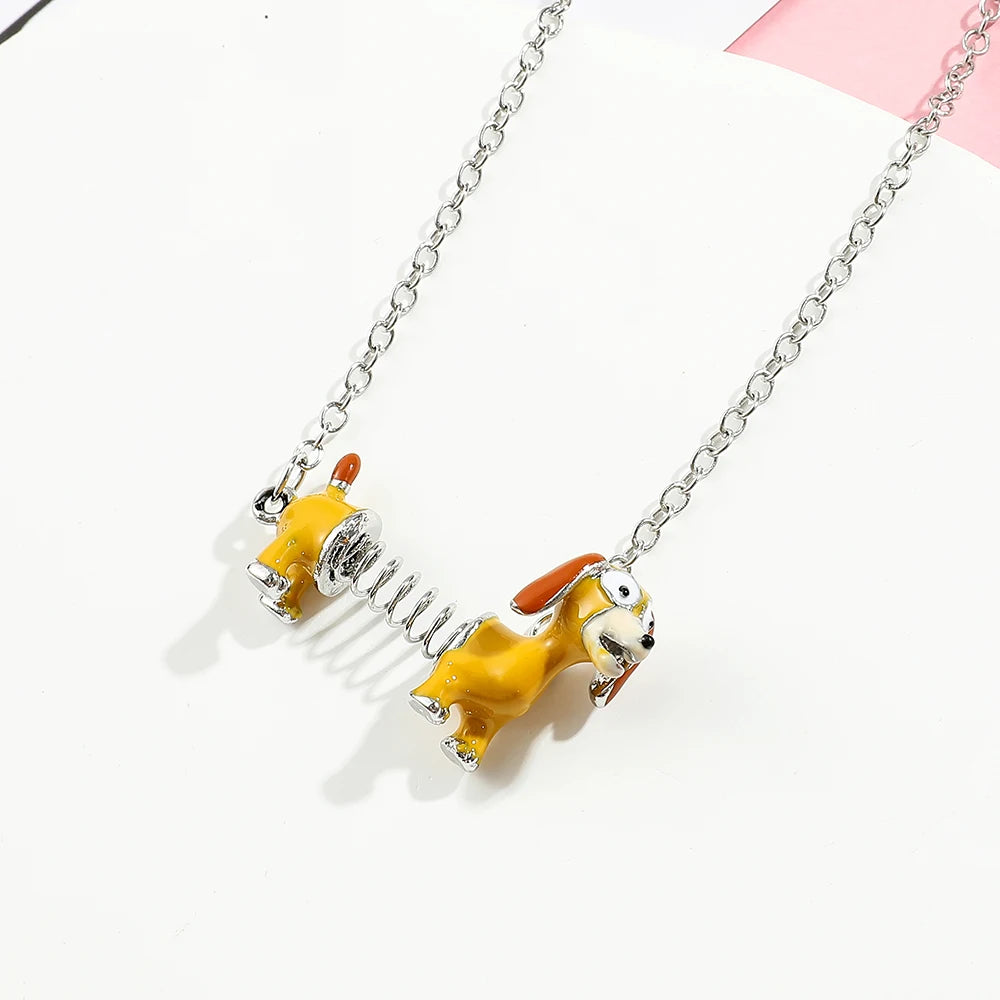 Disney Toy Story Necklace Cute Cartoon Figure Slinky Dog Metal Pendant Necklace Collar for Kids Kawaii Jewelry Accessories Gifts