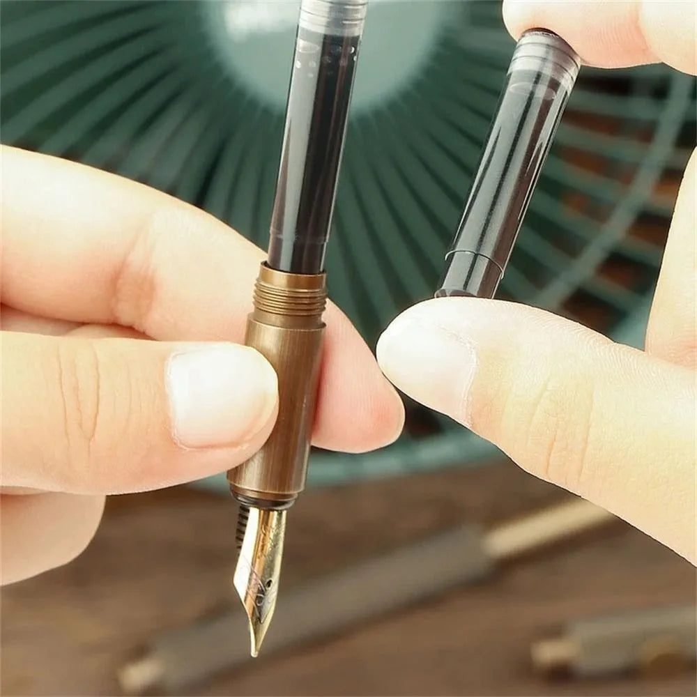 Retro EF/F/Bent Metal Stationery Brass Fountain Pen Fountain Pen Writing Pen Mini Ink Pen Business Signature Pen Portable