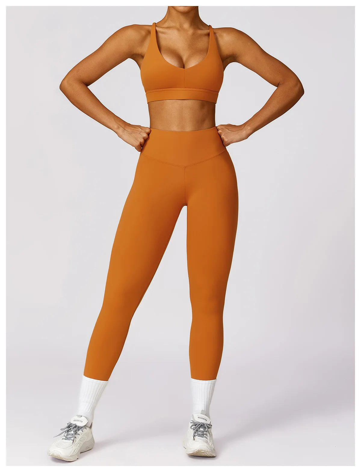 Yoga Set 2 Pieces Women Tracksuits Workout Sportswear Gym Clothing Fitness Long Sleeve Crop Top High Waist Leggings Sports Suits